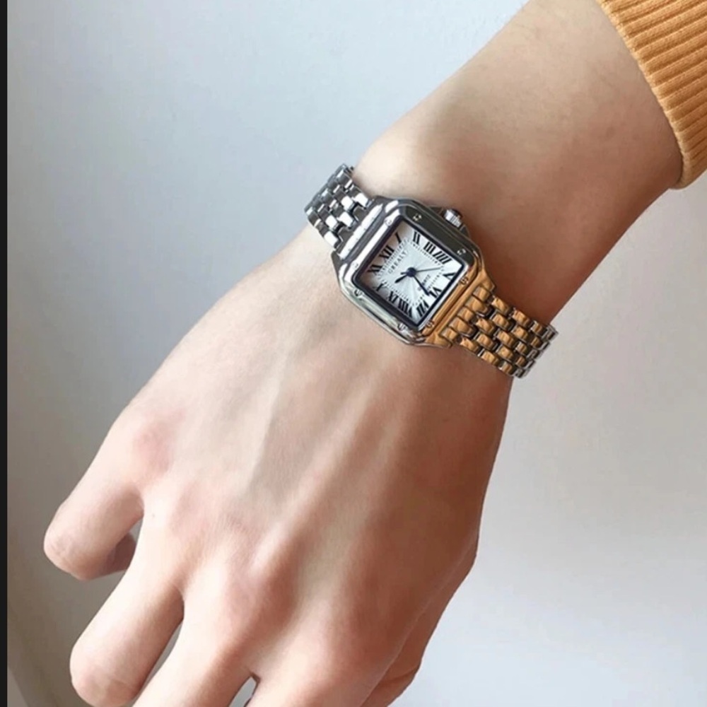 brand new Women Silver tone Stainless steel Rhinestone Bezel Square Watch - Picture 4 of 12